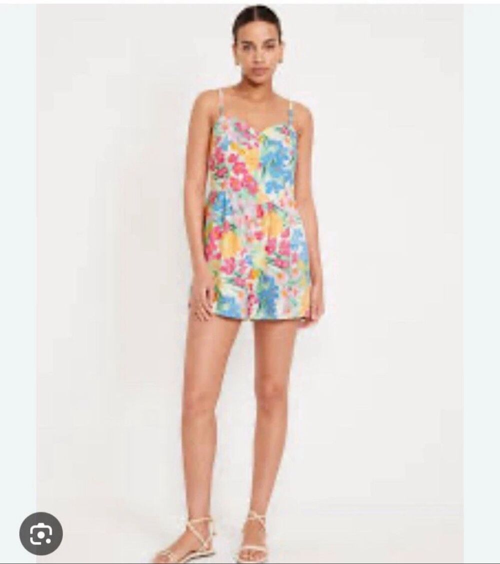 Old Navy Floral Romper Tropical Print Sleeveless Large-130